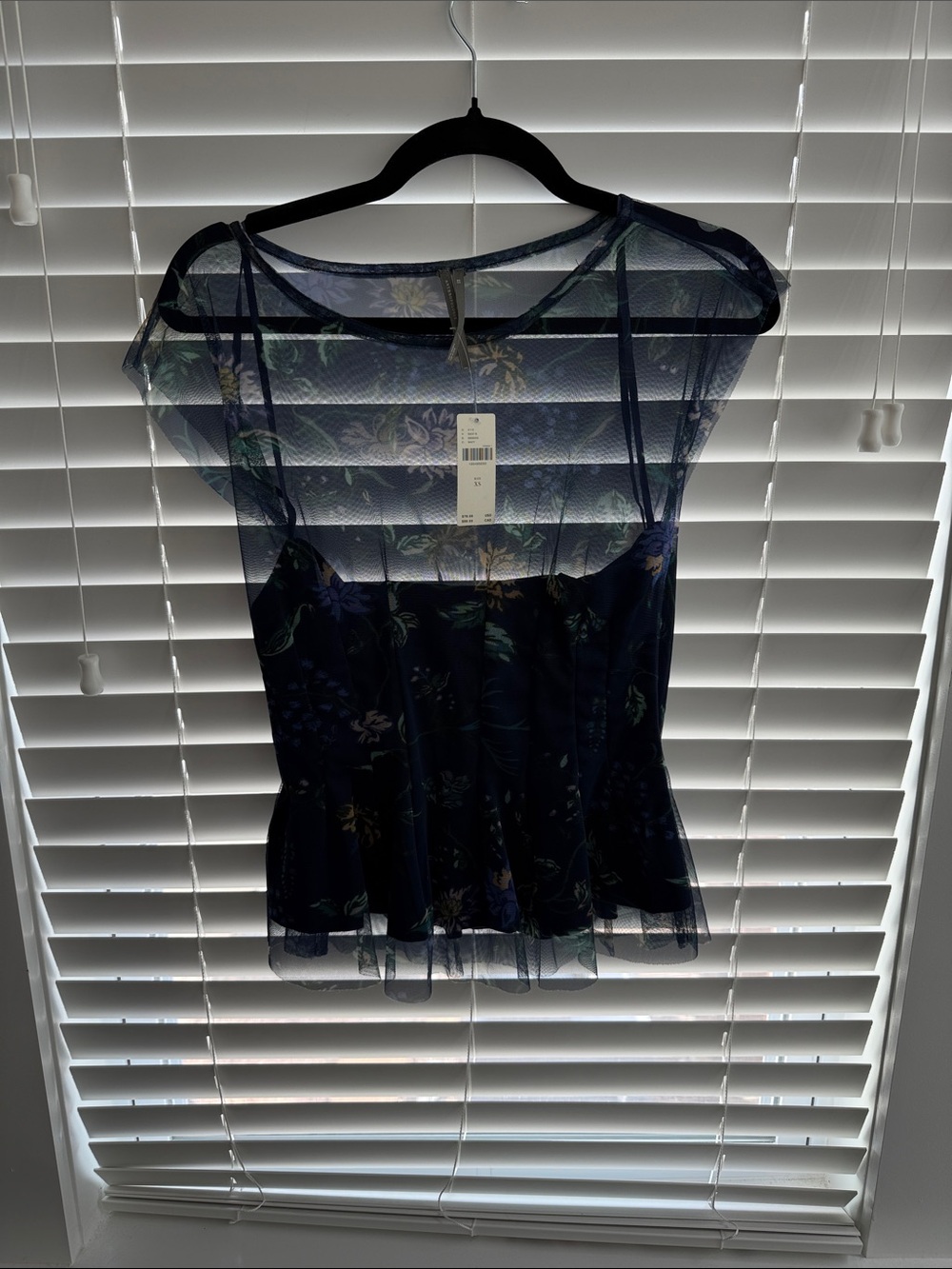 Anthropologie blue sheer blue top with built in camisole